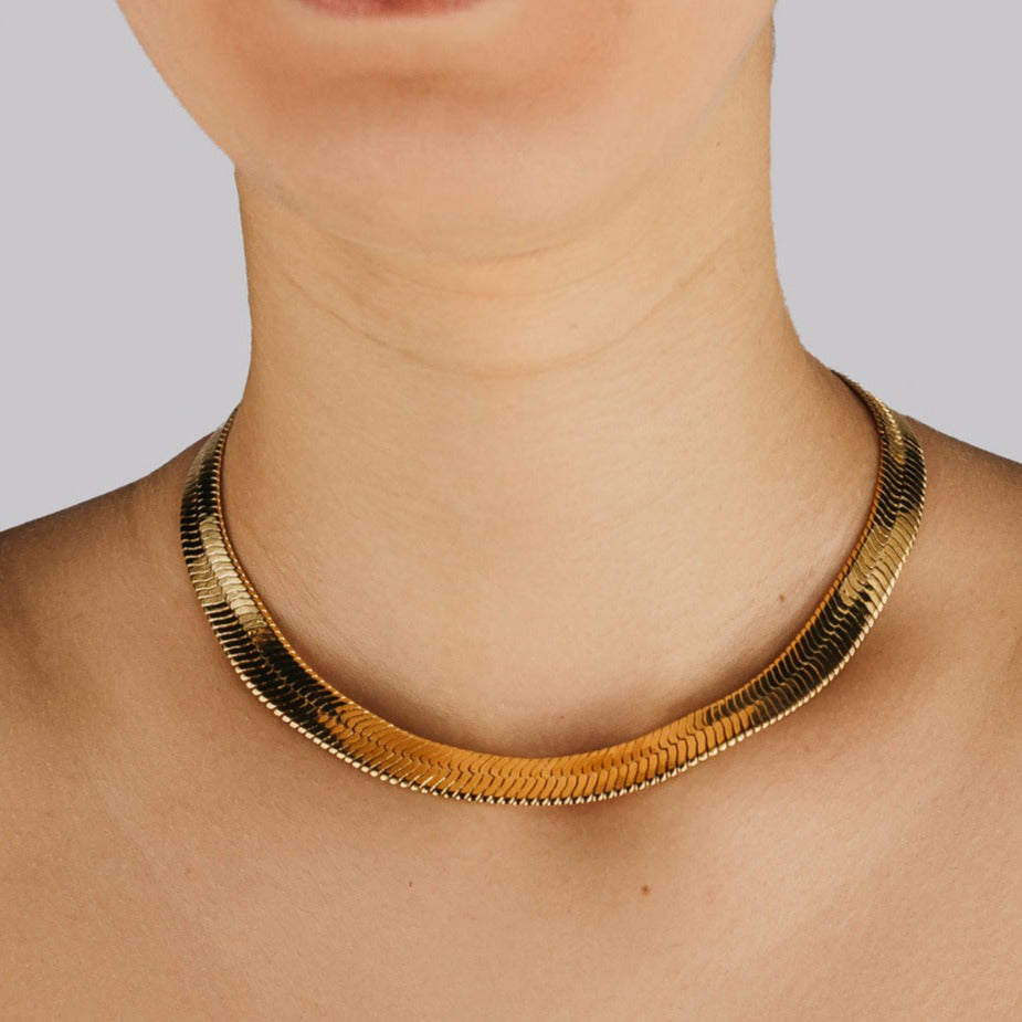 10mm Snake Halskette Gold